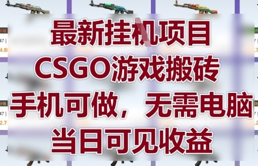 最新挂G项目，CSGO游戏搬砖，手机可做，无需电脑，当日见收益【揭秘】——生财有道创业项目网-生财有道