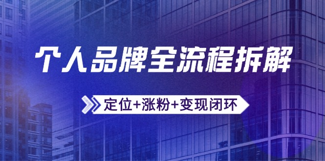 （14799期）个人品牌全流程拆解：定位+涨粉+变现闭环，微信生态运营与资源整合_生财有道创业项目网-生财有道