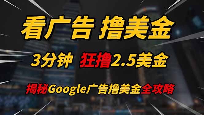 （14701期）看广告，撸美金！！3分钟赚2.5美金！！日入200美金不是梦！揭秘Google…_生财有道创业项目网-生财有道