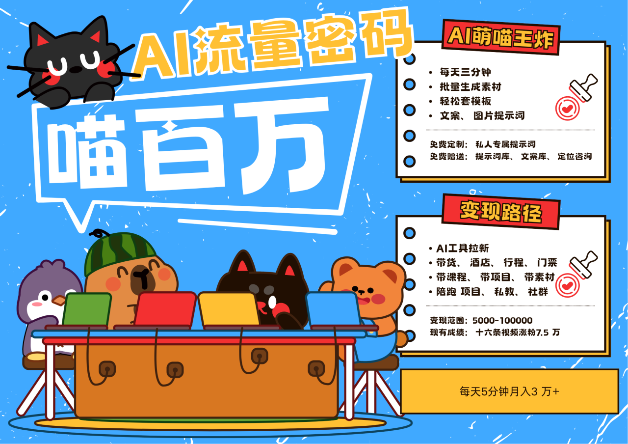 AI+宠物+旅行，2025最火流量密码 轻松用AI宠物做文旅账号，N种变现渠道月入五位数_生财有道创业网-生财有道
