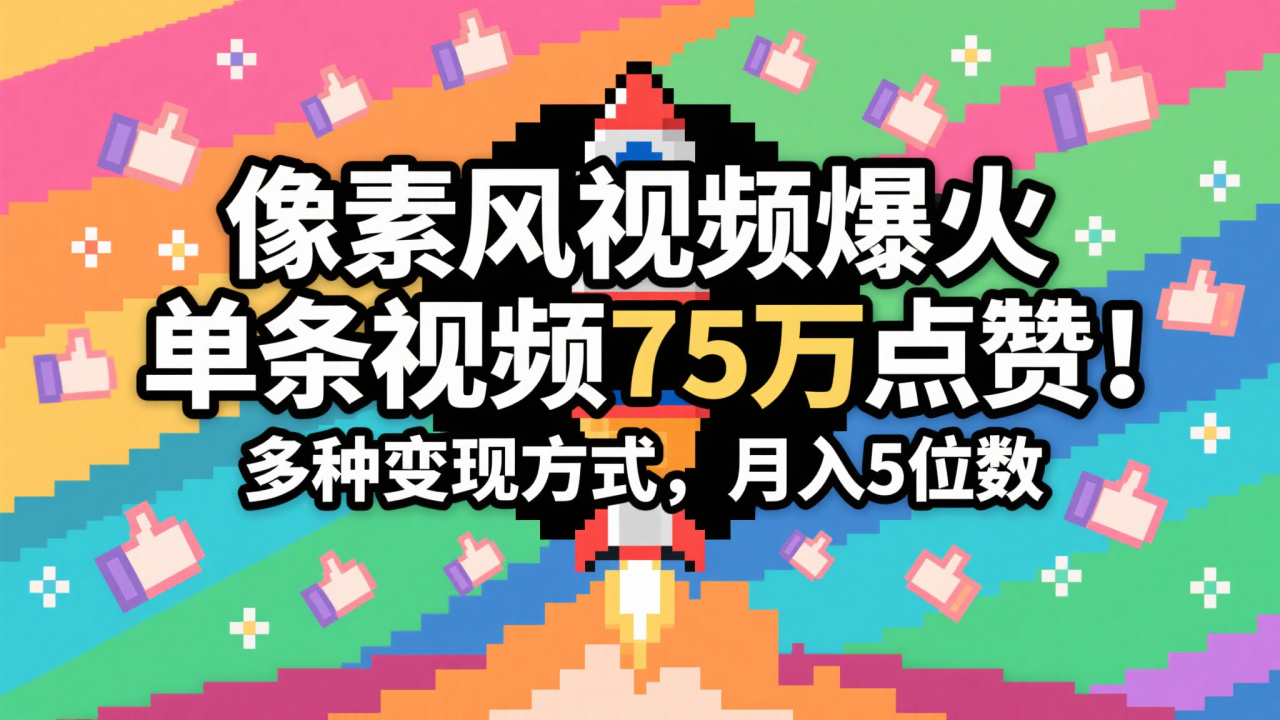 3分钟生成最近爆火的像素风视频，单条点赞75万，谁发谁火系列，多种变现方式，月入…_生财有道创业网-生财有道