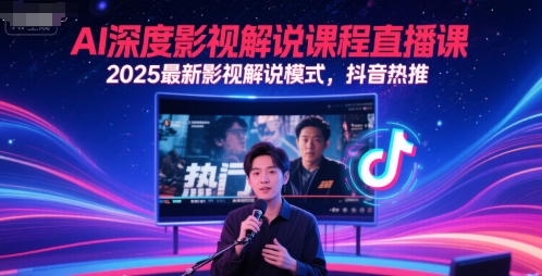 AI深度影视解说课程直播课，2025最新影视解说模式，抖音热推——生财有道创业项目网-生财有道