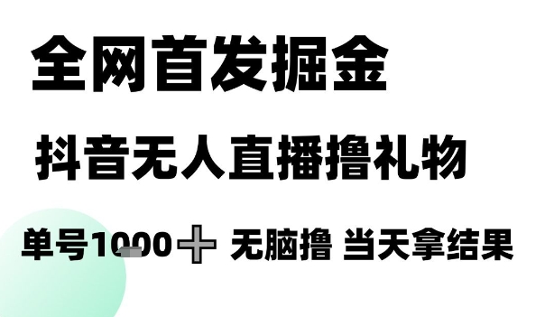 全网首发掘金抖音无人直播撸礼物，单号1k +无脑撸，当天拿结果【揭秘】——生财有道创业项目网-生财有道