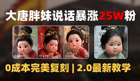 AI大唐胖贵妃说话2.0，40条视频暴涨40w粉，附独家变现攻略——生财有道创业项目网-生财有道