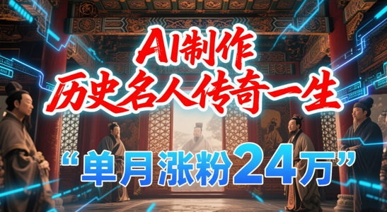 暴力起号！用AI制作历史名人传奇一生，单月涨粉24W，涨粉+变现赛道黑马来了——生财有道创业项目网-生财有道