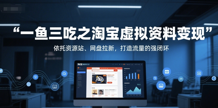 一鱼三吃之淘宝虚拟资料变现，依托资源站、网盘拉新，打造流量的强闭环——生财有道创业项目网-生财有道