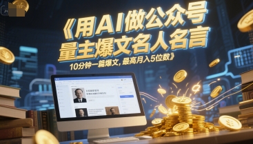 用AI做公众号流量主爆文名人名言，10分钟一篇爆文，最高月入5位数——生财有道创业项目网-生财有道