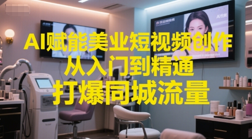 AI赋能美业短视频创作，从入门到精通，打爆同城流量，超级AI工具短视频实操落地——生财有道创业项目网-生财有道