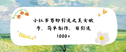 小红书男粉引流项目之美女账号6，简单制作，条条爆款原创，不违规——生财有道创业项目网-生财有道