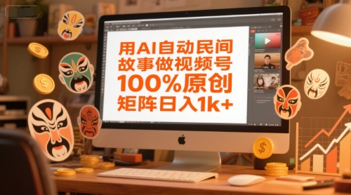 用AI自动民间故事做视频号，100%原创，矩阵日入1k+——生财有道创业项目网-生财有道