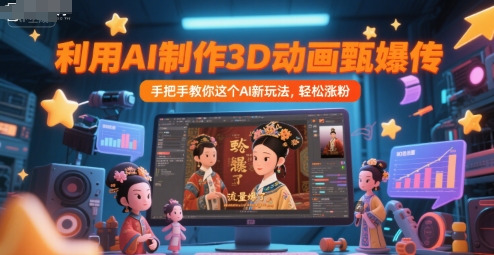 利用AI制作3D动画甄嬛传，流量爆了，手把手教你这个AI新玩法，轻松涨粉——生财有道创业项目网-生财有道
