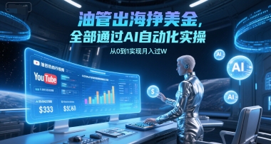 油管出海挣美金，全部通过AI自动化实操，从0到1实现月入过W——生财有道创业项目网-生财有道