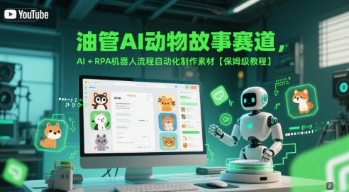 油管AI动物故事赛道，AI+RPA机器人流程自动化制作素材【保姆级教程】——生财有道创业项目网-生财有道