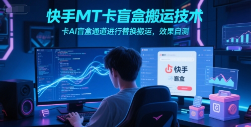 快手MT卡盲盒搬运技术，卡AI盲盒通道进行替换搬运，效果自测——生财有道创业项目网-生财有道