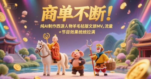 商单不断！纯AI制作西游人物羊毛毡版文旅MV，流量+节目效果统统拉满——生财有道创业项目网-生财有道
