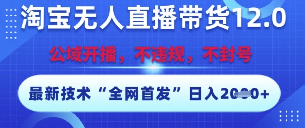 淘宝无人直播带货12.0，最新技术，不封号，不违规，操作简单，开播爆单，日入多张【揭秘】——生财有道创业项目网-生财有道