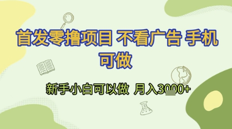 首发零撸项目 不看广告 手机可做 新手小白可以做  月入3k+【揭秘】——生财有道创业项目网-生财有道
