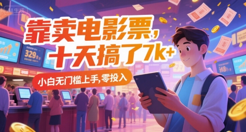 靠卖电影票，十天搞了7k+，小白无门槛上手，零投入【揭秘】——生财有道创业项目网-生财有道