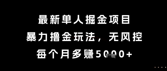 最新单人掘金项目，暴力撸金玩法，无风控，每个月多挣5k+【揭秘】——生财有道创业项目网-生财有道