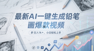 最新AI一键生成铅笔画爆款视频，多平台分发，日 入1k+，小白轻松上手【揭秘】——生财有道创业项目网-生财有道
