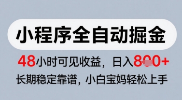 微信小程序全自动掘金，快速见收益，长期稳定靠谱，零基础友好，日入8张【揭秘】——生财有道创业项目网-生财有道