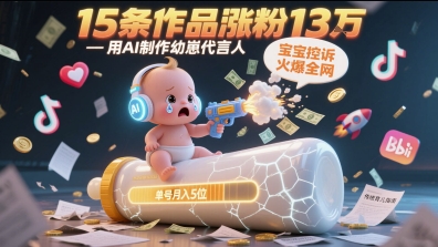 用AI制作幼崽代言人，宝宝的控诉火爆全网，15条作品涨粉13W，单号月入5位数实操教程——生财有道创业项目网-生财有道