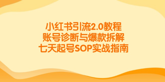 （14981期）小红书引流2.0教程，账号诊断与爆款拆解，七天起号SOP实战指南_生财有道创业项目网-生财有道
