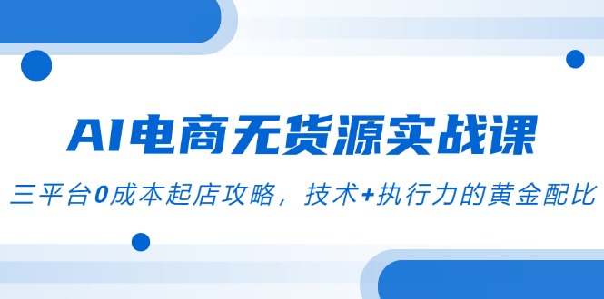 （14982期）AI电商无货源实战课，三平台0成本起店攻略，技术+执行力的黄金配比_生财有道创业项目网-生财有道