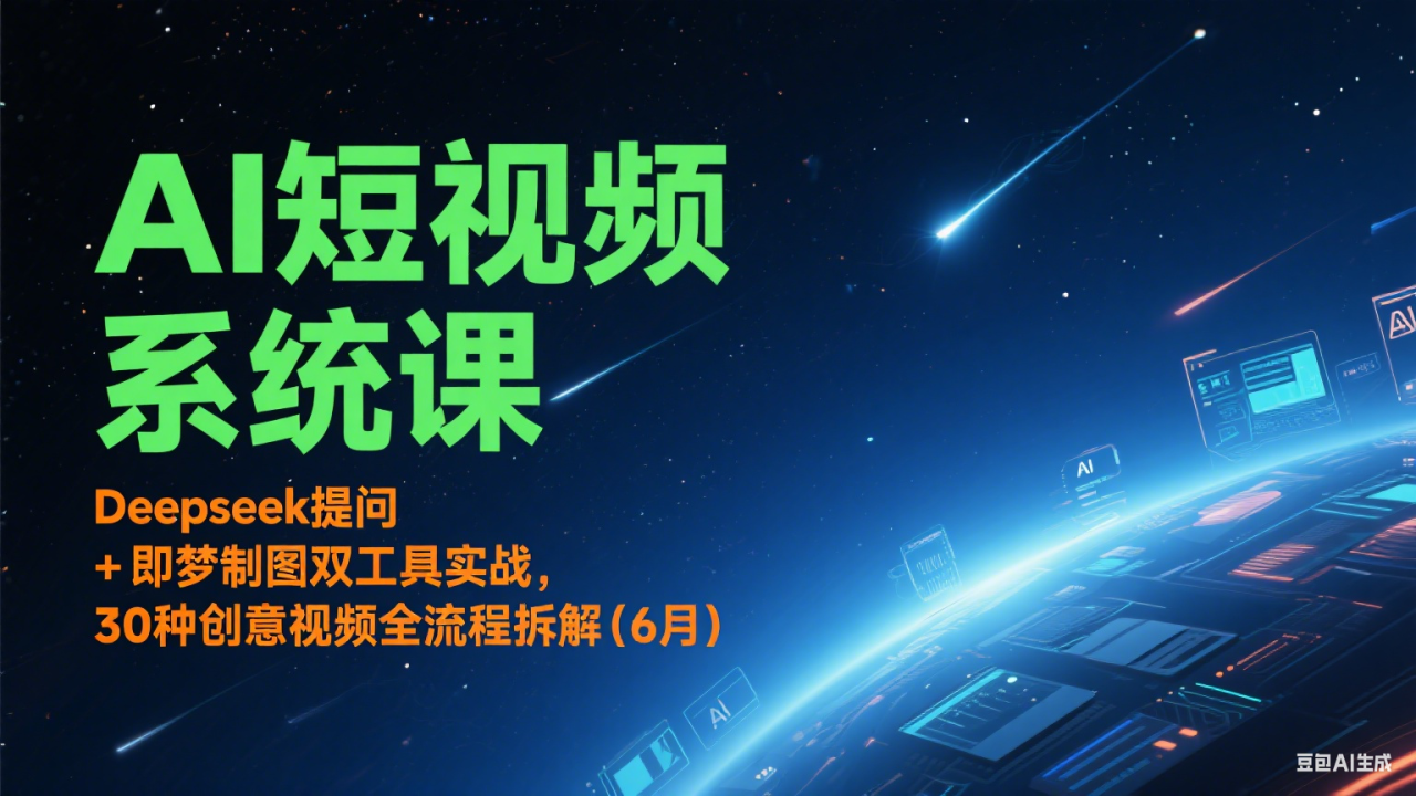 AI短视频系统课：Deepseek提问 + 即梦制图双工具实战，30种创意视频全流程拆解(6月)_生财有道创业网-生财有道