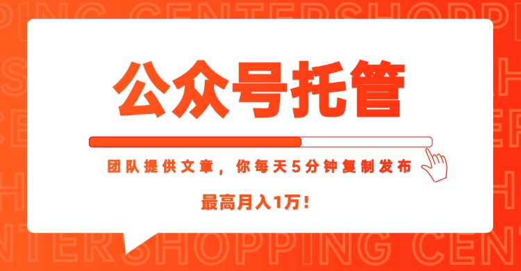（15109期）【公众号托管 】我提供文章，你每天５分钟复制发布，最高月入1W_生财有道创业项目网-生财有道