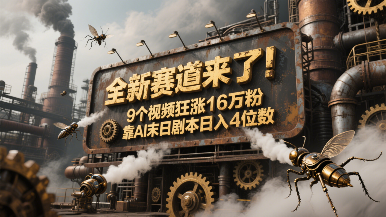 全新赛道来了！9个视频狂涨16万粉，靠AI末日剧本日入4位数，评论区爆肝追更！_生财有道创业网-生财有道