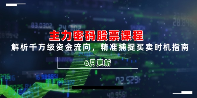 （14976期）主力密码股票课程，解析千万级资金流向，精准捕捉买卖时机指南（6月更新）_生财有道创业项目网-生财有道