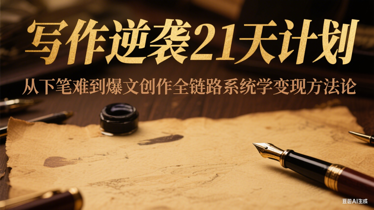 写作逆袭21天计划：从下笔难到爆文创作全链路系统学变现方法论_生财有道创业网-生财有道