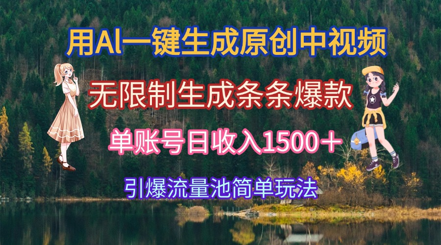 （15210期）用Al一键生成原创中视频，无限制生成条条爆款，单账号日收入1500＋引爆…_生财有道创业项目网-生财有道