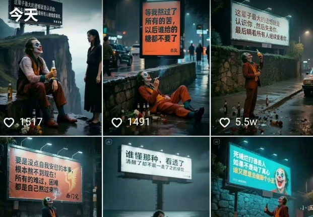 一条视频竟然15W赞！用AI制作小丑自嘲扎心文案视频，当下非常火爆的短视频流量神器——生财有道创业项目网-生财有道