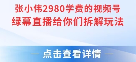张小伟2980付费额视频号绿幕直播给你们拆解玩法——生财有道创业项目网-生财有道