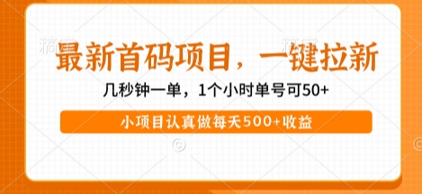 最新首码项目，操作最简单，收益高，一键拉新，1个小时单号可50+，小项目认真做每天5张+收益【揭秘】——生财有道创业项目网-生财有道
