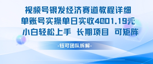 视频号银发经济赛道单账号实操单日实收1k+，小白轻松上手长期项目——生财有道创业项目网-生财有道