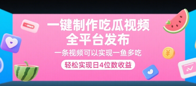 一键制作吃瓜视频，全平台发布，一条视频可以实现一鱼多吃，轻松实现日4位数收益【揭秘】——生财有道创业项目网-生财有道