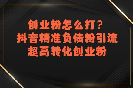创业粉怎么打？抖音精准负债粉引流，超高转化创业粉——生财有道创业项目网-生财有道