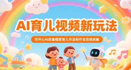 AI育儿视频新玩法，穷开心AI改编唱歌育儿作品制作全流程拆解——生财有道创业项目网-生财有道
