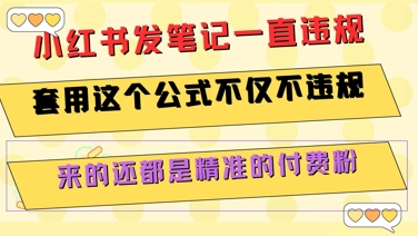 小红书发笔记一直违规，套用这个公式不仅不违规，来的还都是精准的付费粉——生财有道创业项目网-生财有道