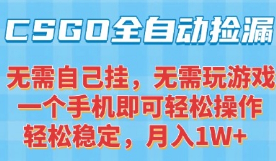 CSGO自动捡漏项目，最新独家玩法，一个手机可操作，新手小白轻松月入1W+，操作简单易上手【揭秘】——生财有道创业项目网-生财有道