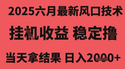 2025六月最新风口技术，无人挂G撸礼物，长期稳定 一个小时收益2k+，小白当天拿结果【揭秘】——生财有道创业项目网-生财有道