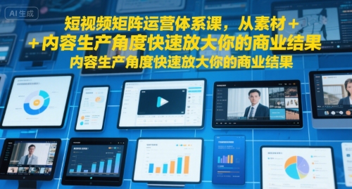 短视频矩阵运营体系课，从素材+内容生产角度快速放大你的商业结果——生财有道创业项目网-生财有道