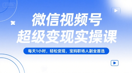微信视频号超级变现实操课，每天1小时，轻松变现，宝妈职场人副业首选——生财有道创业项目网-生财有道