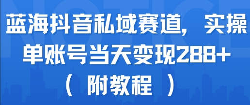 蓝海抖音私域赛道，实操单账号当天变现288+(附教程)——生财有道创业项目网-生财有道