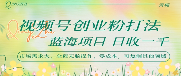 视频号创业粉打法，日入1k，蓝海项目，市场需求大，全程无脑操作，可复制——生财有道创业项目网-生财有道