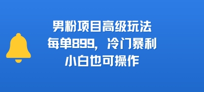 男粉项目高级玩法，每单899，冷门暴利，小白也可操作——生财有道创业项目网-生财有道