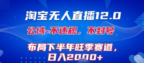 淘宝无人直播12.0，不封号，不违规，布局下半年旺季赛道，日入1k+(独家技术)【揭秘】——生财有道创业项目网-生财有道